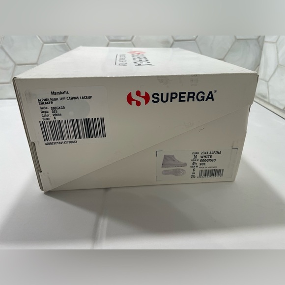 Superga White Alpina High Top Canvas Lace Up Sneakers Size 6 New In Box Athletic - Picture 13 of 14